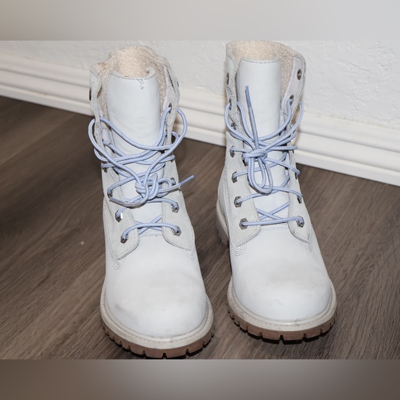 Timberland Women’s Size 7 light blue WP Fleece Fold Down Nubuck Boots AJ-327 - Picture 4 of 10